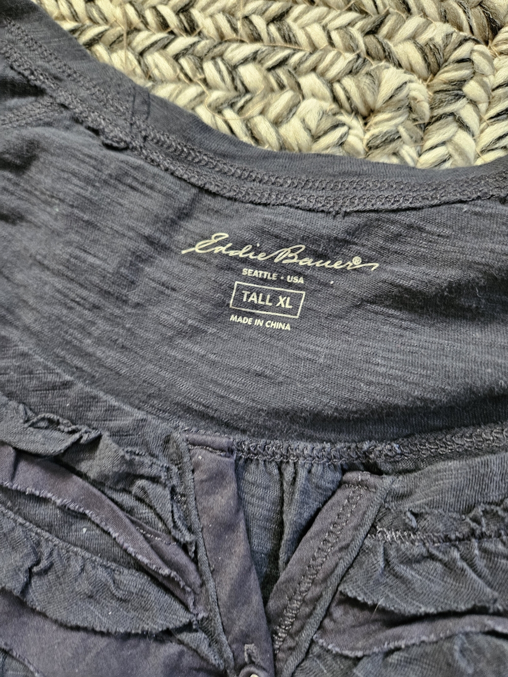 Set Of 3 Eddie Bauer Ruffled Button-Front Tees in Pink Mint And Blue TXL - Picture 5 of 5